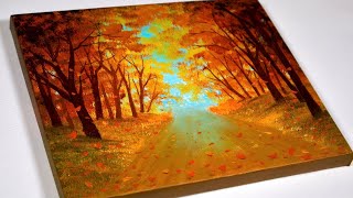 Autumn painting Forest scene | Fall landscape Painting