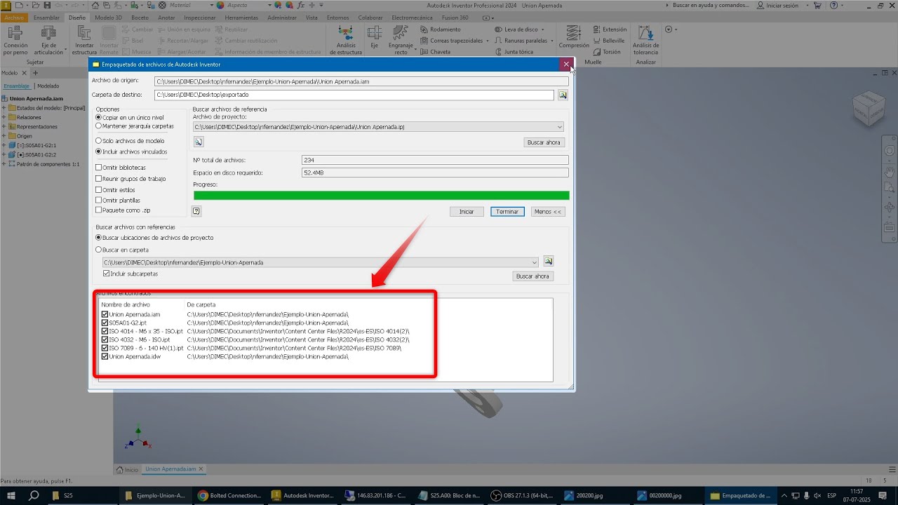 Inventor 2024: Empaquetar Archivos usando IPJ (Pack n Go) (2025-1)