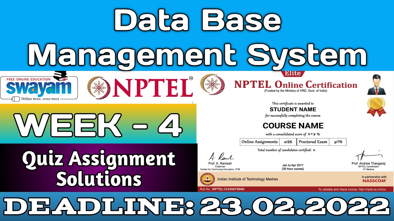 database management system nptel week 4 assignment answers