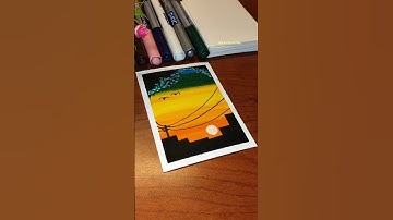 Painting with DOMS brush pen | scenery painting 🎨🧑‍🎨 tutorial for beginners #shortsart #domsbrushpen