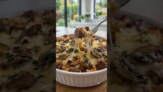Cheesy Mushroom Meatball Rice Bake #mediterraneandiet #shortvideo #easyrecipe #cooking #lowcarb