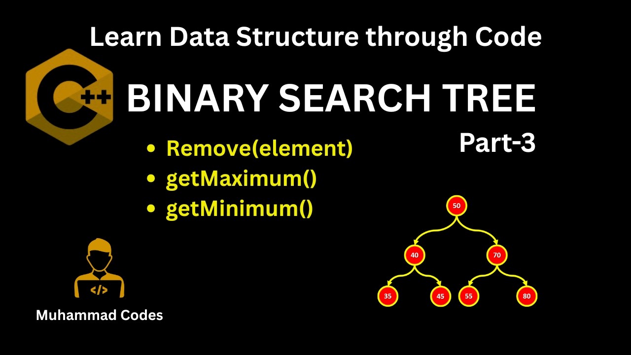 Binary Search Tree in C++ Part - 3 | Removing Element | Minimum ...