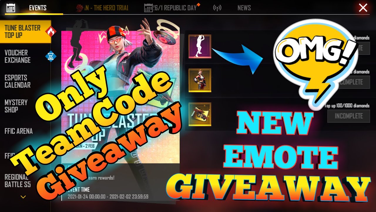 FREE FIRE LIVE || TEAM CODE GIVEAWAY CHALLENGE || 500 DIAMOND ...