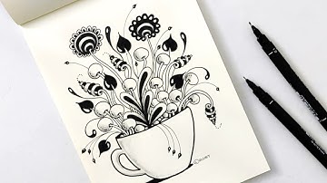 Tangle drawing easy flowers / zen doodle flowers patterns