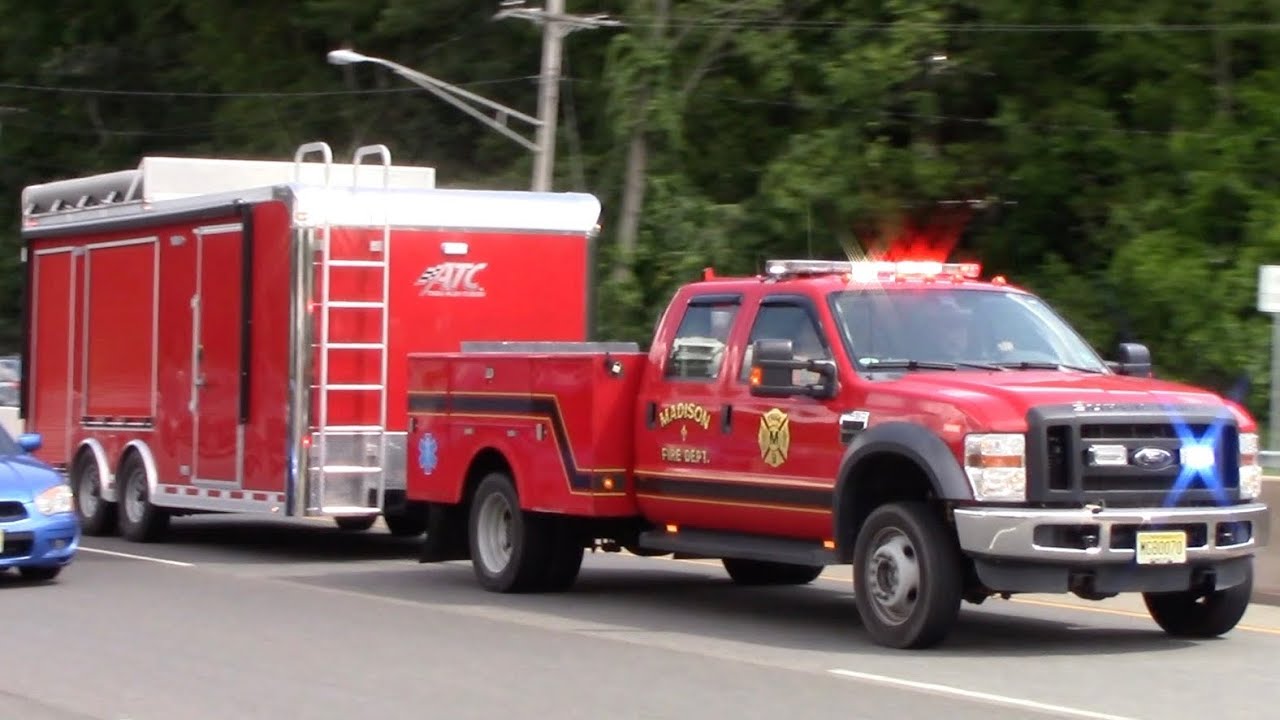 Madison Fire Department Utility With Collapse Trailer Responding 8820