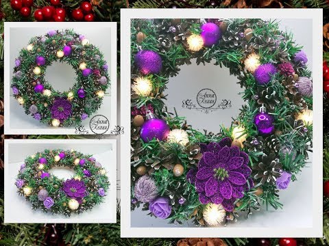 DIYCHRISTMAS LUMINOUS WREATH on the door of CONEShome decor for The new year 2020