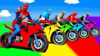 Spider-Man GTA 5 Extreme Rainbow Track! Shark Escape Mission سبايدر مان GTA 5: هروب القرش