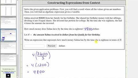 Application: Evaluate a Numerical Expression and Find a Variable Expression (a/b)x