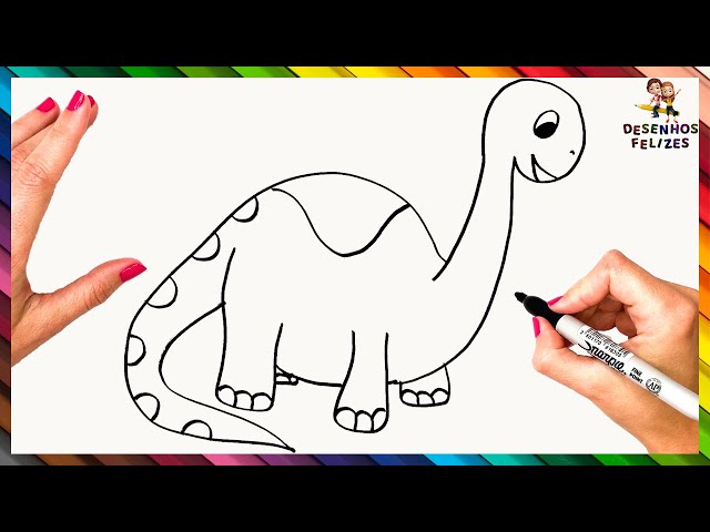 COMO DESENHAR UM DINOSSAURO BEM FÁCIL - Desenhos fáceis para crianças 