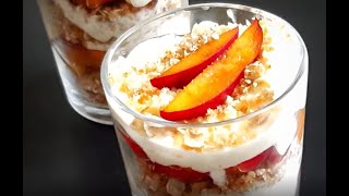 Oats and custard delights/ Peach and Cashew crunch layers Low calories summer dessert