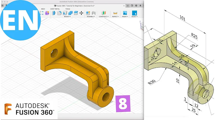 Fusion 360 | Tutorial for Beginners | Exercise 8