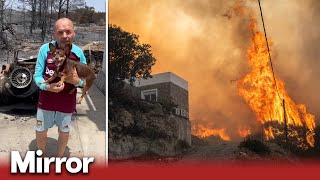Rhodes wildfires: British couple and pets return to property which was saved by locals | EXCLUSIVE