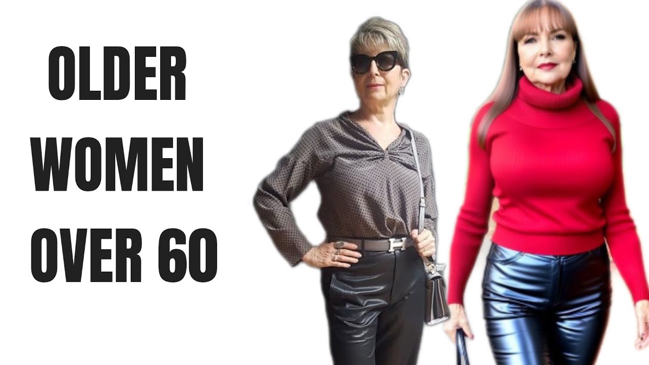 Older Women Leather Pants Outfit Ideas