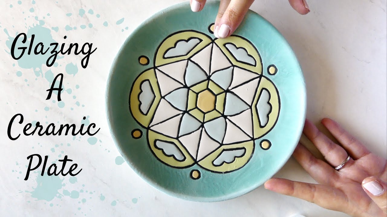 Glazing a Hand Painted Ceramic Plate - Cuerda Seca Technique | Geo Floral Design