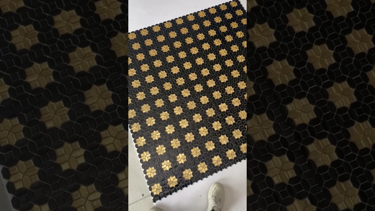 Pickle Green, Black and Gold Pattern Mosaic Tiles | Luxury Decorative Wall & Backsplash Design