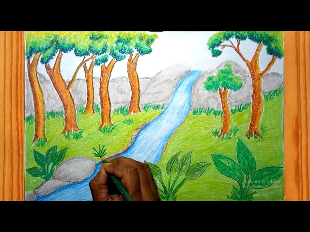 Tropical Rainforest Drawing - طريقة رسم مناظر طبيعية - YouTube