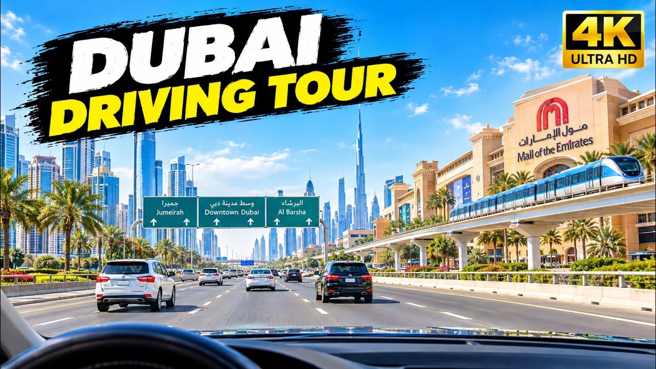 Dubai 4K Driving Tour | Beautiful Dubai Streets & Luxury Villas