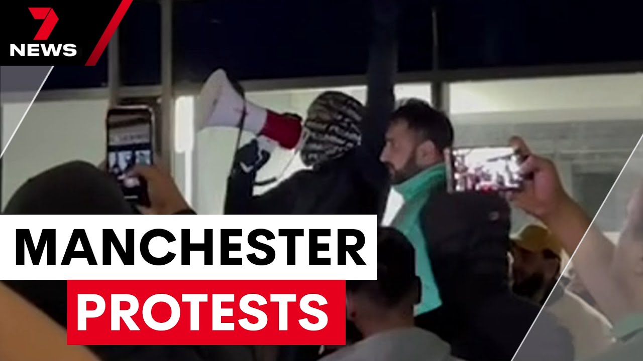 Protestors flock Manchester police station after violent arrest | 7NEWS ...