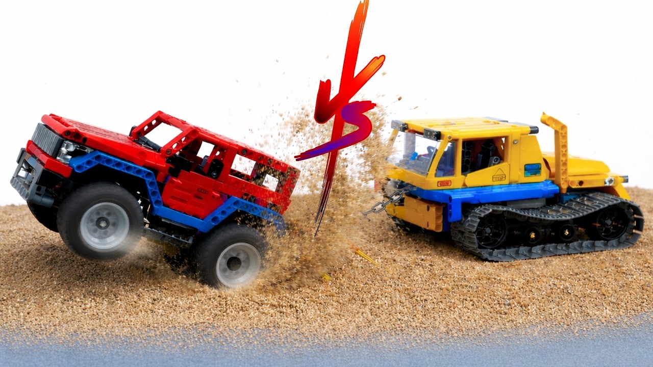 5 LEGO Technic Cars Face Off in a Sand Tug of War Challenge! | Brick Sound