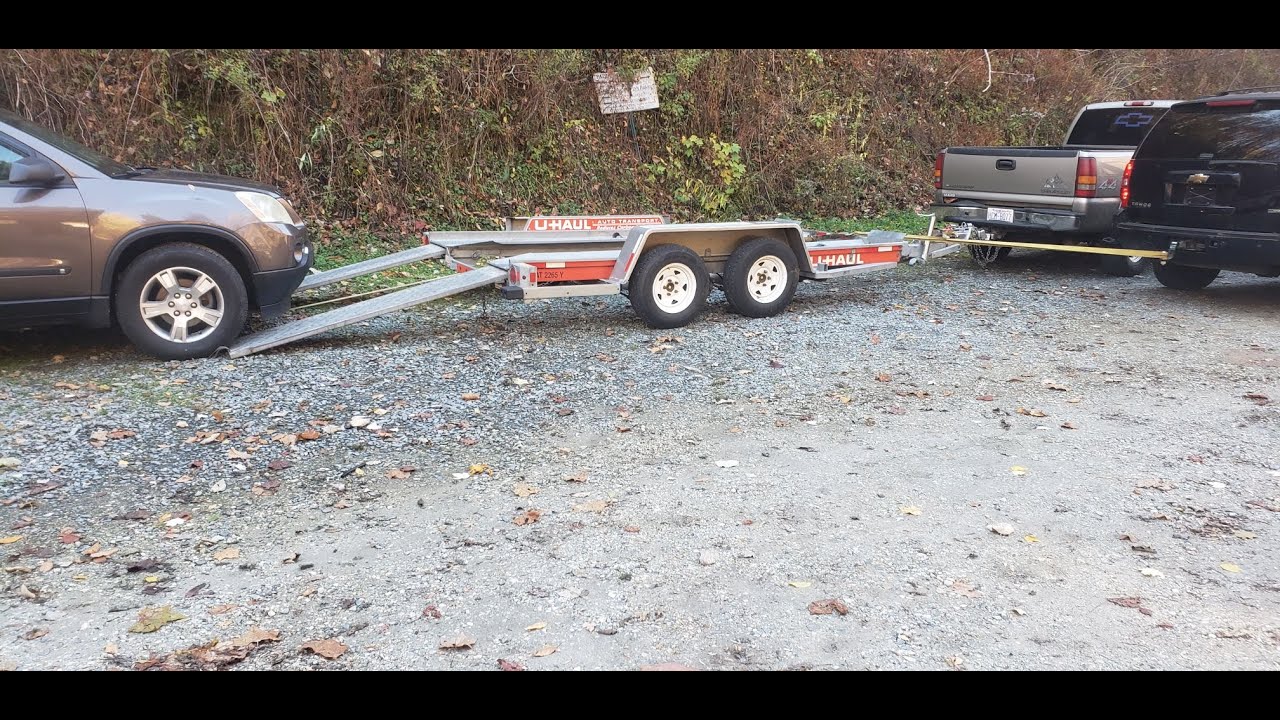 Loading NonRunning Car onto the Uhaul Car Hauler Plus NC Fall Colors