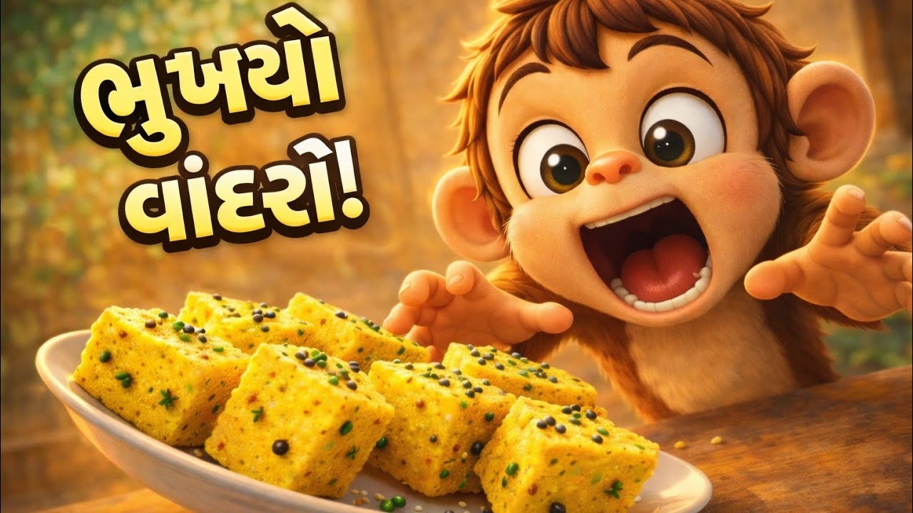 🐒વાંદરો અને ગુજરાતી ખમણ| 🐒The Monkey and Gujarati Khaman| Gujarati Kids Story | Moral Story