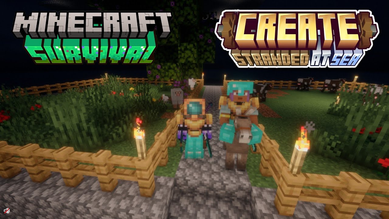 [LIVE] MINECRAFT CREATE STRANDED AT SEA With @sendori22 🌊⚙️ #5 ...