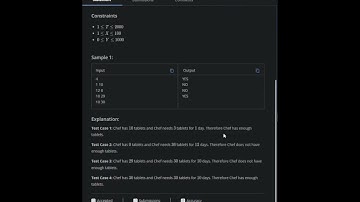 Multivitamin Tablets | Codechef Starter 73 Solution | Python | Starter 73 codechef contest