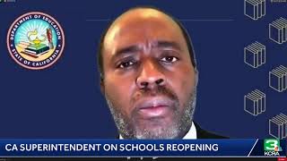 California superintendent tony thurmond gives update on school
reopening plans