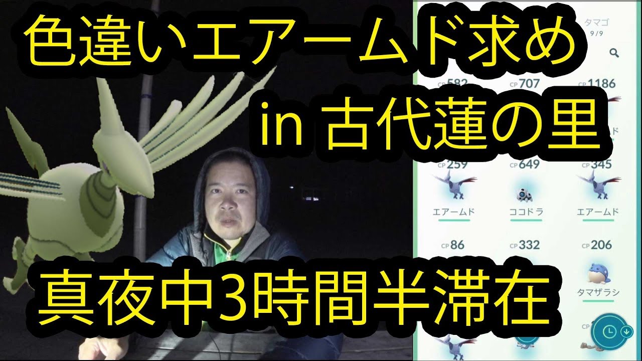 ポケモンgo 深夜にエアームドの巣へ 古代蓮の里 最後に鉄剣タロー Youtube