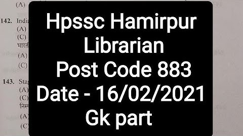 Hpssc Hamirpur Librarian Post Code 883