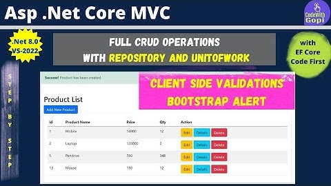 ✅ Full CRUD Operations in .NET Core with Repository Pattern & Unit of Work | Bootstrap Alert Message