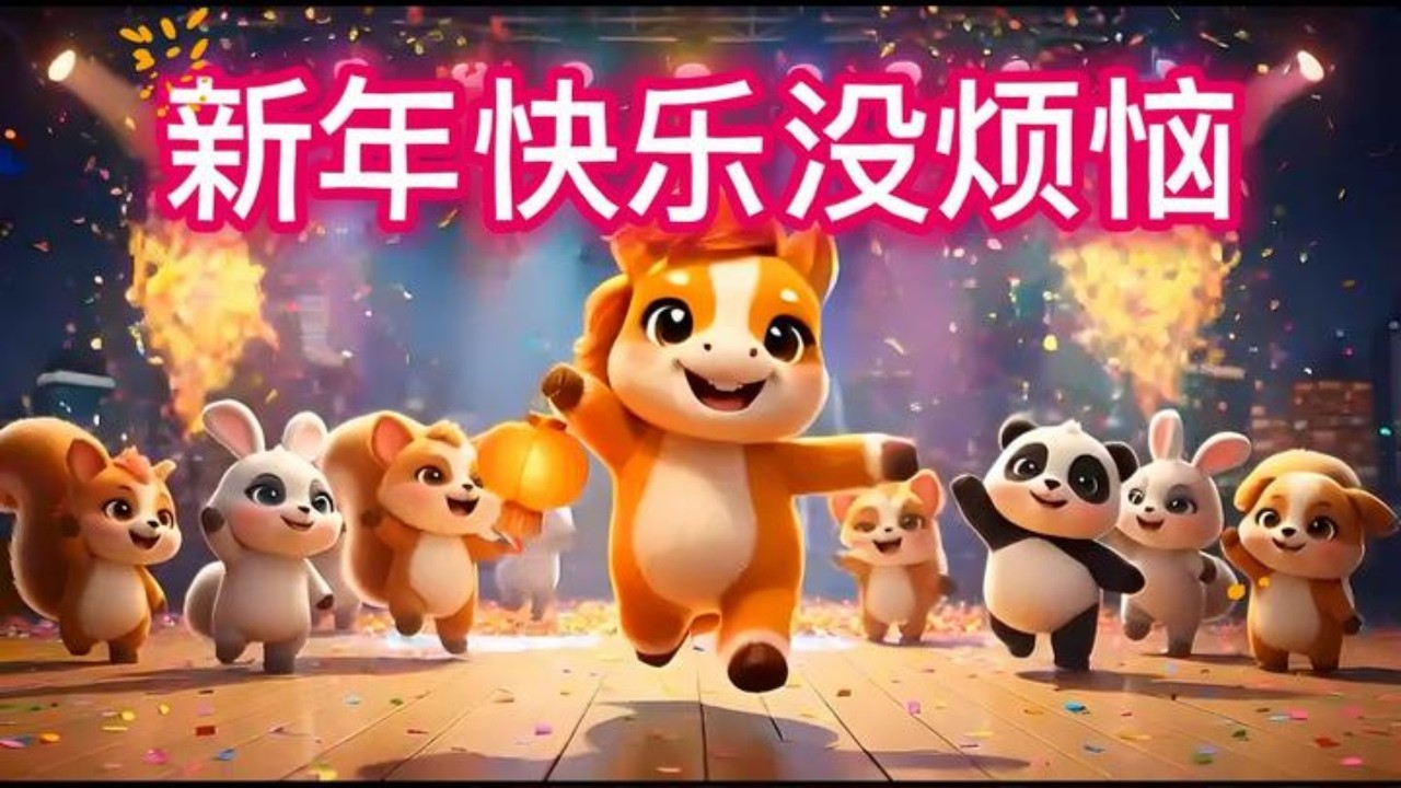 《新年快乐没烦恼》｜超欢乐贺岁MV 🎆 可爱卡通马陪你开心过新年！洗脑合唱版🐴