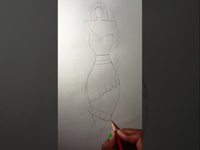 fashion style dress design drawing ll how to draw a skirt ll #shorts #art #fashion #pencildrawing