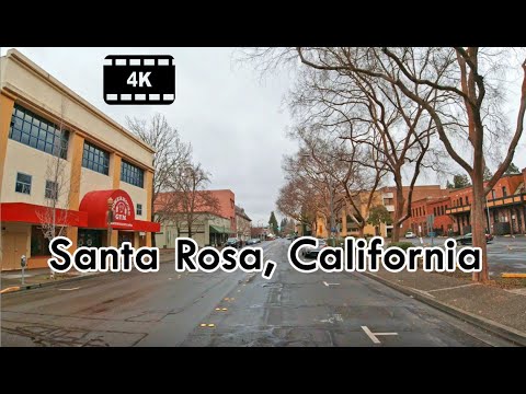 Driving In Downtown Santa Rosa, California - 4K