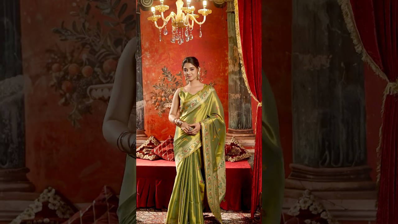 Pink Tissue Silk Blend Jacquard Weaving Saree – Paithani Border, Contrast Pallu, Bridal Wear
