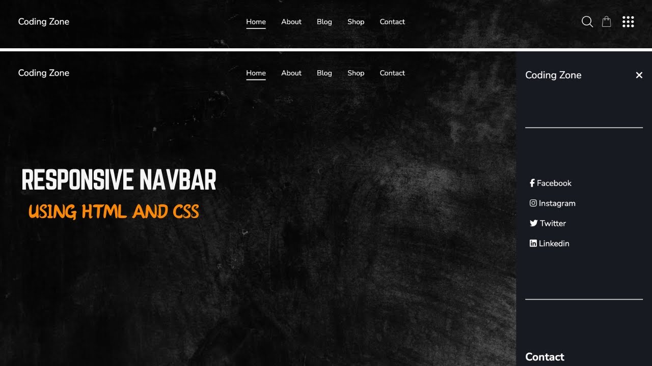 How To Make Responsive Navbar Using HTML & CSS | step-by-step - YouTube