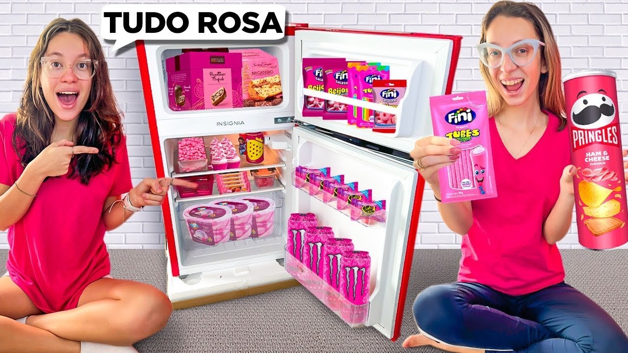 Organizando TUDO na COR ROSA no frigobar