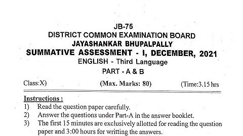 CLASS 10 S.A-1 ENGLISH 2021-22 QUESTION PAPER TELANGANA STATE