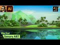 Landscape Scenery Artwork in Vector with Adobe Illustrator | Speed Art