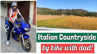 Italian countryside on a motorcycle with my 75 yo dad. Italian scenarios.