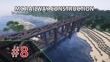 Minecraft Railway Construction Part 8 - Completing the bridge over the sea