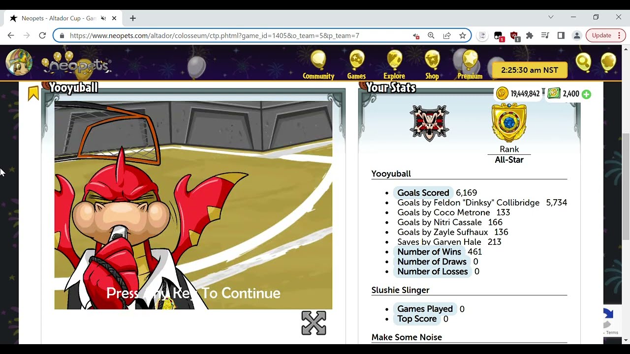 Neopets: HTML5 Yooyuball vs. 1+3 formation (Shift Spam Method)