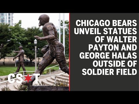 Chicago Bears unveil statues of Walter Payton and George Halas outside of Soldier Field