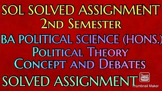 SOL 2nd Semester || BA Political Science (HONS.) || Political Theory