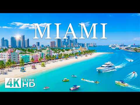 [4K] Miami 🇺🇸 Tropical City Paradise | Turquoise Water, Luxury Coast & Skyline Views ✨ Luxury Yachts