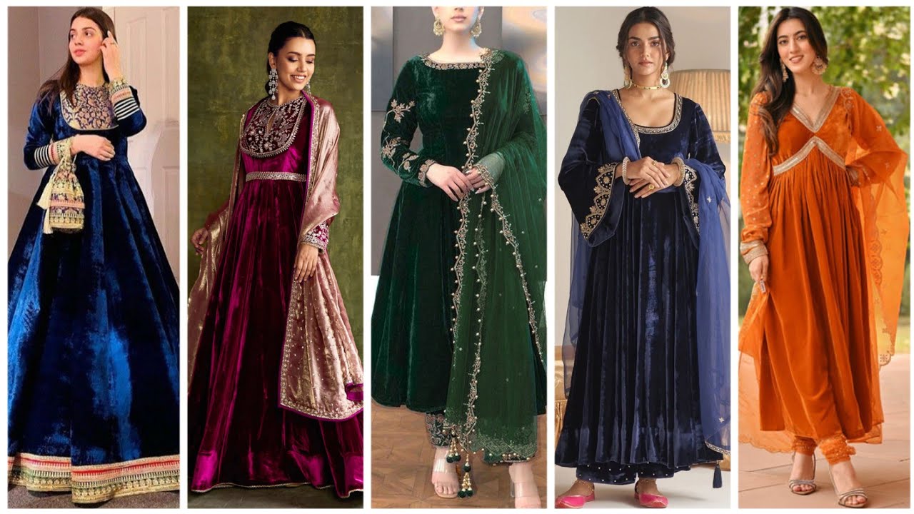 40+ Partywear Velvet Frock Suit Designs for Wedding | Velvet Anarkali💕 Velvet Suit Design 