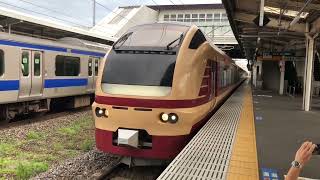 E653系K70編成国鉄色 牛久駅発着シーン