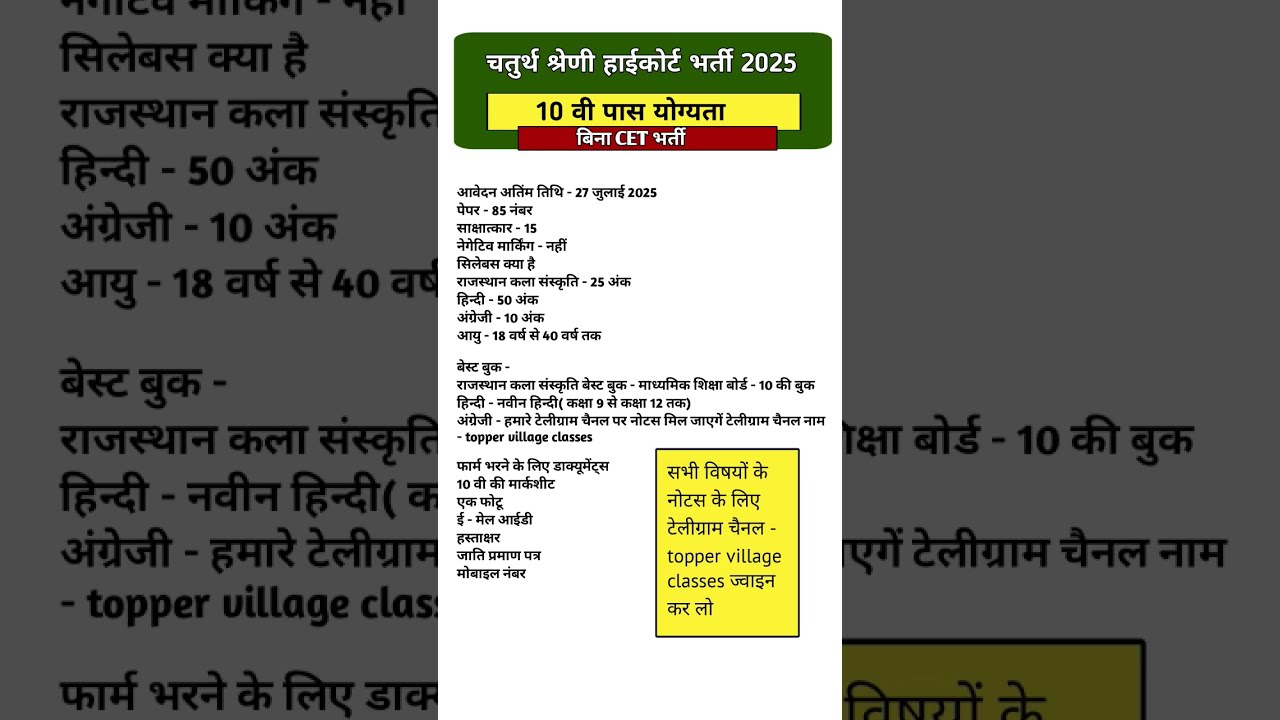 Rajasthan High Court New Vacancy 2025 Syllabus Exam