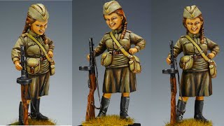 戦時兵隊もの Fine Molds ソビエト女性兵士ターニャ 1/12? USSR ARMY INFANTRY