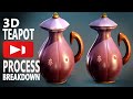 Making a stylized teapot model with autodesk maya 2023 zbrush and substance 3d painter